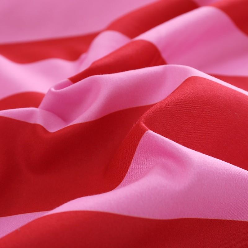 Striped Print Ruffled Soft Bedding Set, Includes 1 Duvet Cover + 2 Pillowcases, Inserts Not Included Stylish Cozy Bedding for Couple Bedroom, Ideal Valentine's Day Gift