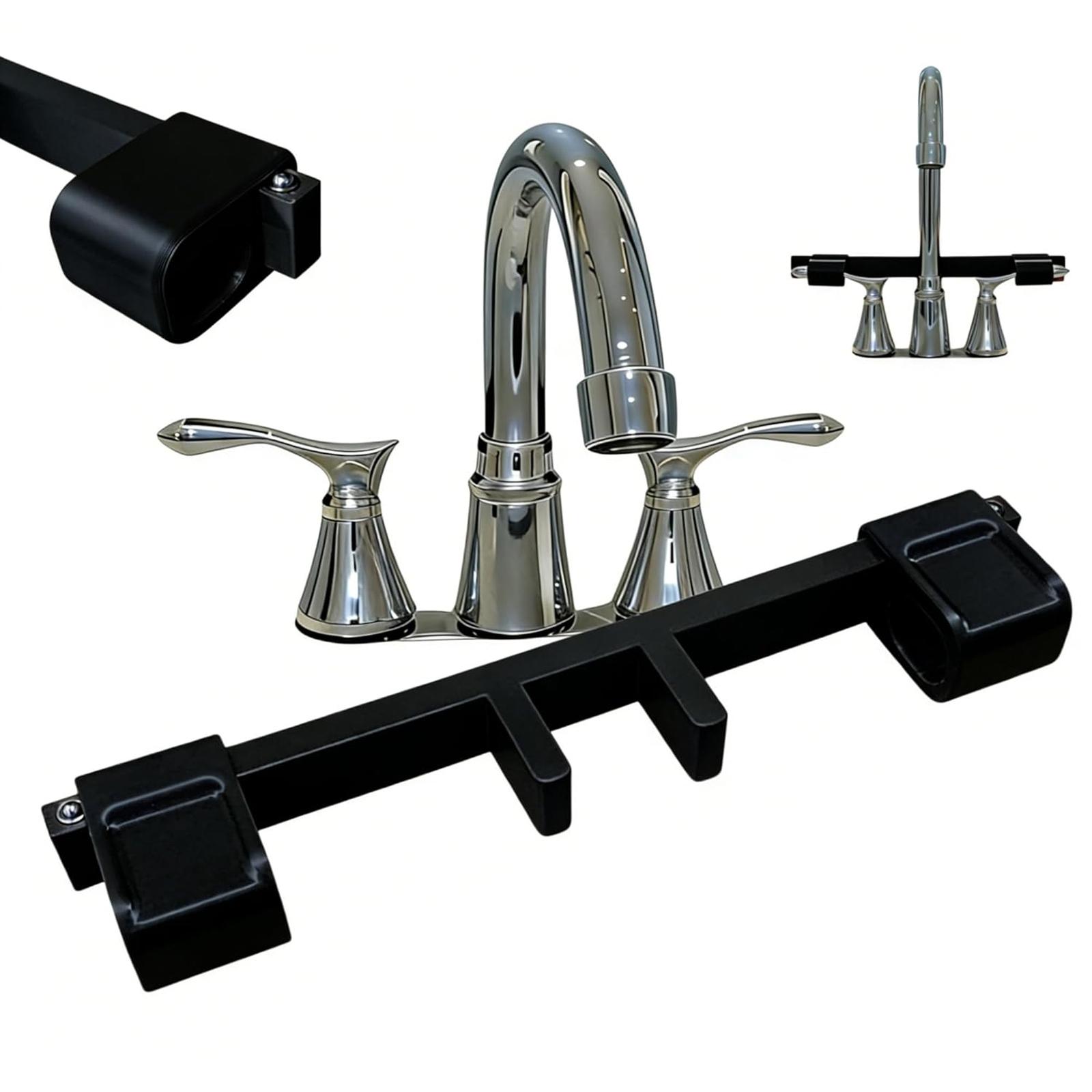 1 PCS Universal Faucet Handle Lock for Double Sinks, Child & Pet Safety Guard with Central Pipe Fixation, Prevents Handle Turning Durable Tap Lock, Quick-Install Sink Faucet Stopper for Kitchen Bathroom