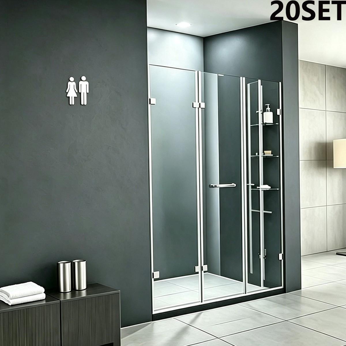 20sets Acrylic Mirror Wall Stickers, Men Women Restroom Signage, Toilet Guide Signs, Public Bathroom Indicator Decals for Hotel Restaurant Dorm, Home Wall Decor, Decorative