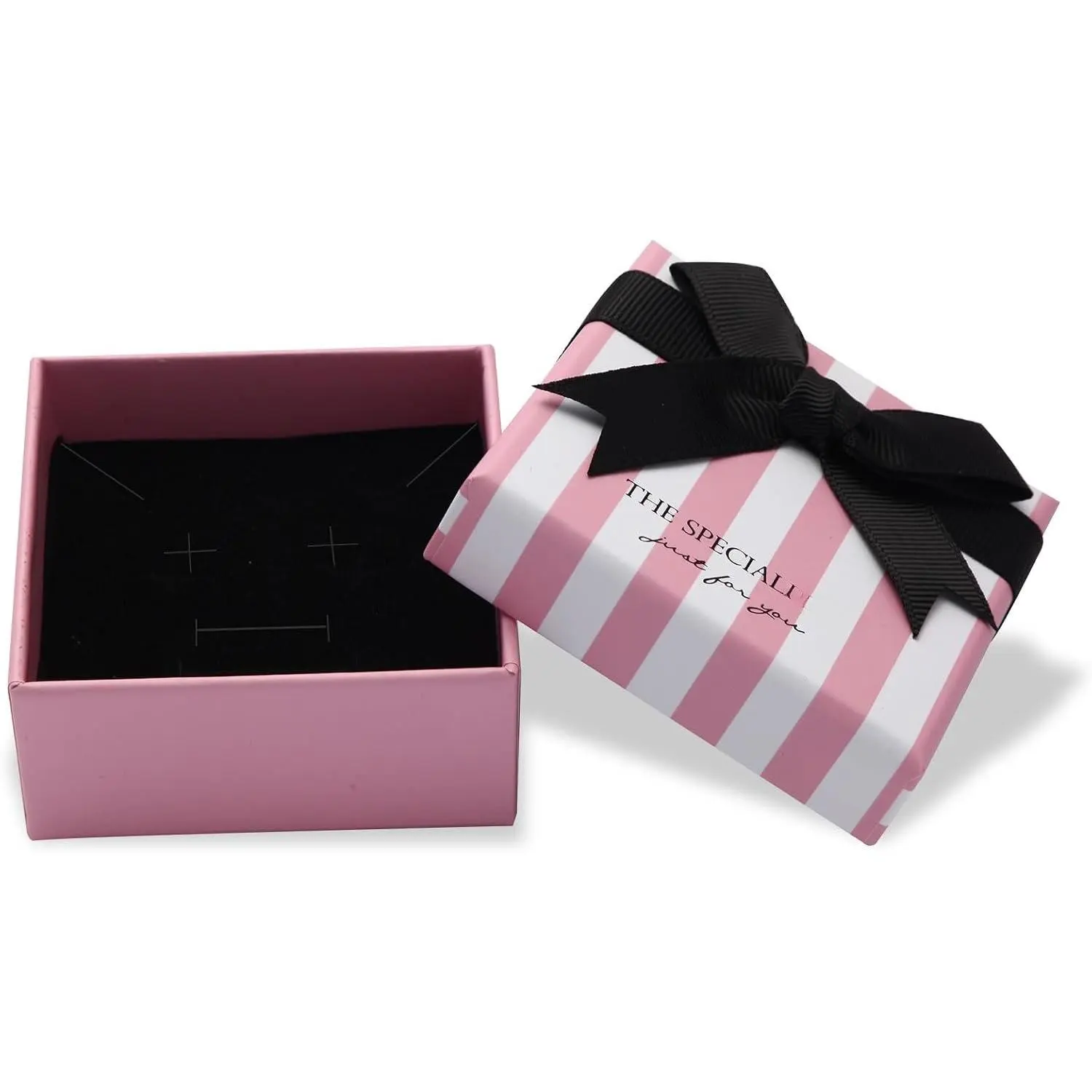 14-Count Small Modern Cardboard Jewelry Storage Boxes with White Stripes, Wedding Favor Gift-Ready Holders with Removable Liners for Necklaces, Earrings, Rings, Pendants, Bracelets, Anklets (Bulk Display)