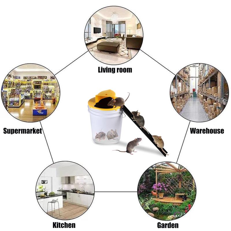 Flip 'N Slide Bucket Mouse Trap - Multi-Catch, Auto-Reset, Humane/Lethal Rat Trap - ABS Plastic Material, Reusable Mouse Traps for Indoor Home & Outdoor Use