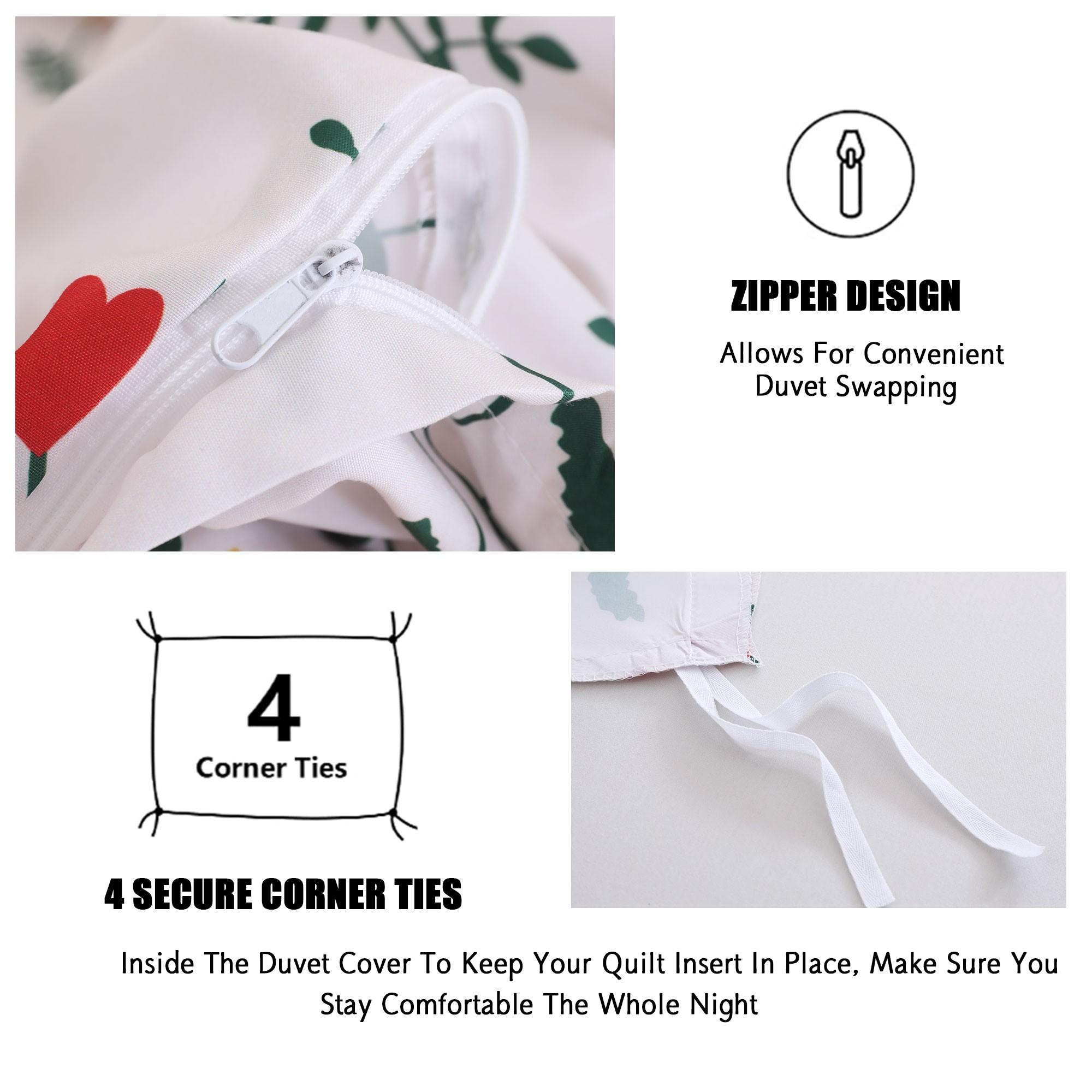 Spring & Summer Refresh, Winter Jasmine Print 3-Piece Duvet Cover Set, Includes 1 Duvet Cover and 2 Pillowcases (Without Insert), Soft and Comfortable, Machine Washable for Easy Care.