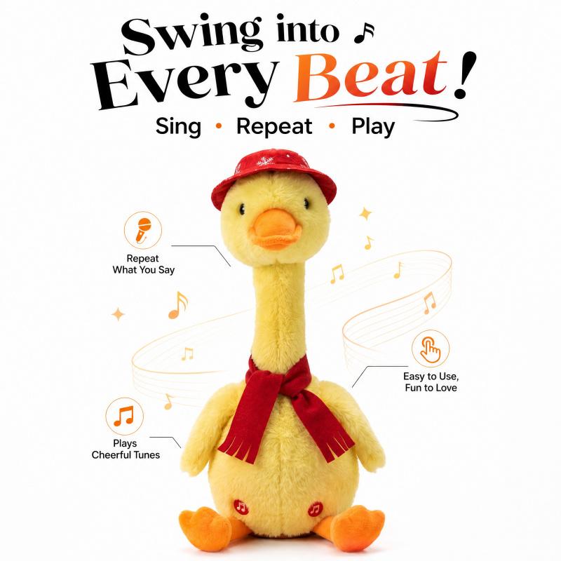 Talking duck Toy, Repeats Voice, Dancing Singing Plush Toy, LED Musical Toy for Babies Kids Gift outdoorfun
