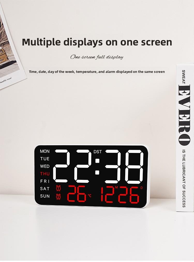 Large Screen Wall Clock, New Frameless Electronic Clock, Multifunctional Standing and Hanging Clock, Digital Display, Temperature, USB and Battery Powered, Digital Clock Decor
