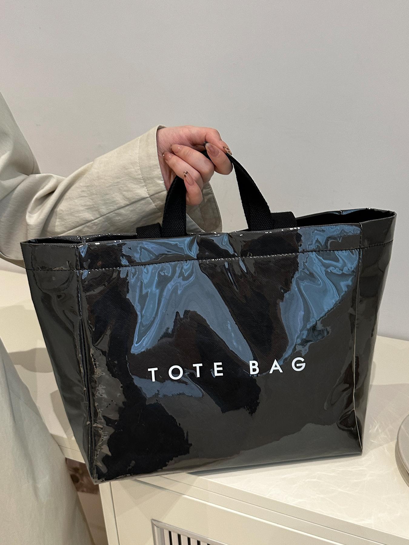 26 Valentine's Day Gift Letter Print Large Capacity Tote Bag, Commuter Shoulder Bag, Trendy Versatile Handbag, Shopping Bag, Fashionable Women's Big Bag