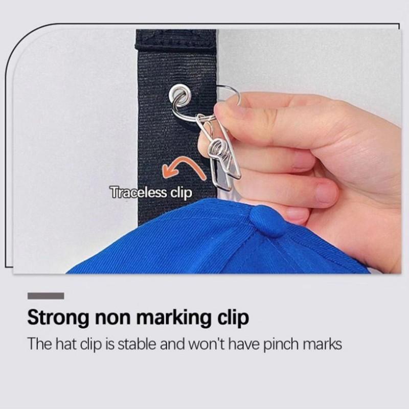 1pc，Wall-Mounted Hat Organizer with 8 Clips, Large Capacity Multi-Functional Storage for Home and Closet, High-Quality Hat Collector Box