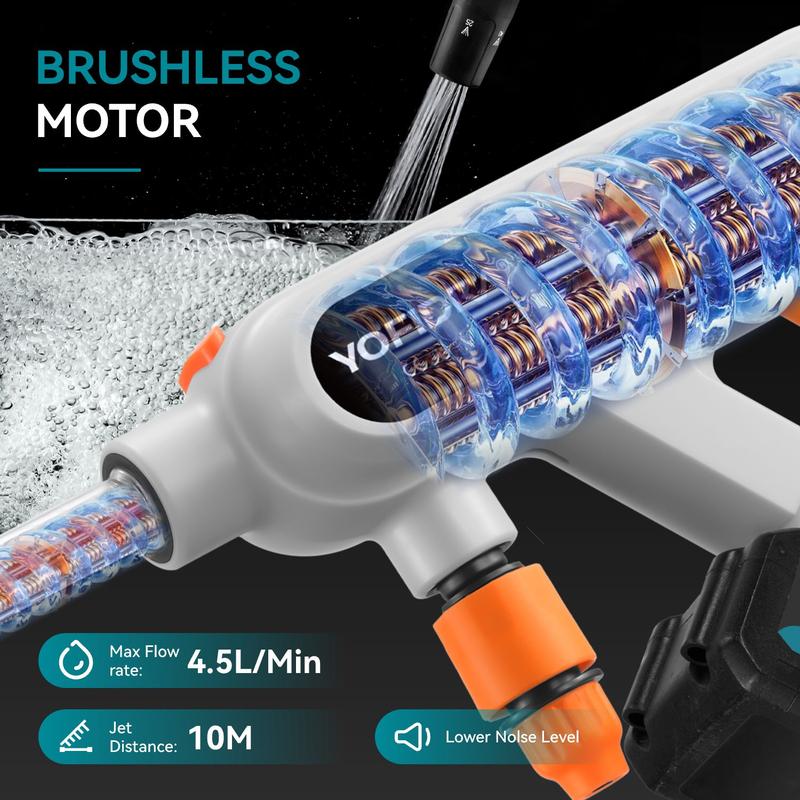 Yofidra 220Bar Brushless High Pressure Car Washing Machine Gun Water Wash Spray Gun 3 Speed Electric Garden Washing Machine For Battery 21V 1Machine Gun Water Wash Spray Gun 3 Speed Electric Garden Washing Machine For Battery 21V