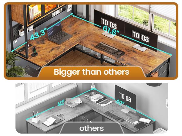 SEDETA L-Shape Gaming Table Computer Desk Monitor Home Office Modern Design Gamer Table Customizable Headphones