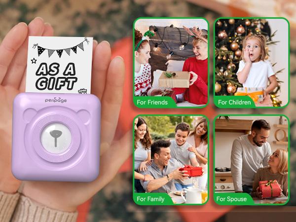 PeriPage Mini Portable Bluetooth Thermal Printer A6 Mini Study Printer & Full Sticky Thermal Paper, Waterproof, Oil proof, BPA Toxic Free Printing,Children's puzzle props Printer