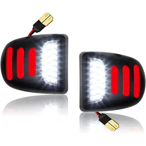 2-Piece LED License Plate Tag Light Assembly - LED Car Lights with Red OLED Neon Tube, Waterproof, Anti-Flicker, Car Accessories for Night Driving, Fit for Chevy Silverado, Suburban, Tahoe, GMC Sierra 1500/2500/3500 HD, Cadillac Escalade EXT, Boats