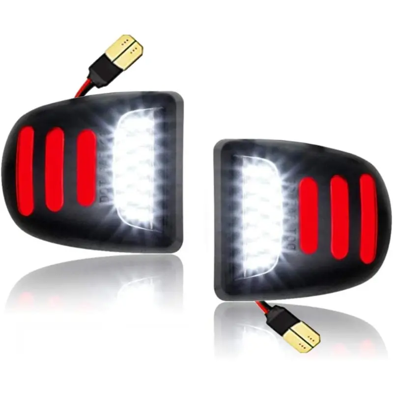 2-Piece LED License Plate Tag Light Assembly - LED Car Lights with Red OLED Neon Tube, Waterproof, Anti-Flicker, Car Accessories for Night Driving, Fit for Chevy Silverado, Suburban, Tahoe, GMC Sierra 1500/2500/3500 HD, Cadillac Escalade EXT, Boats