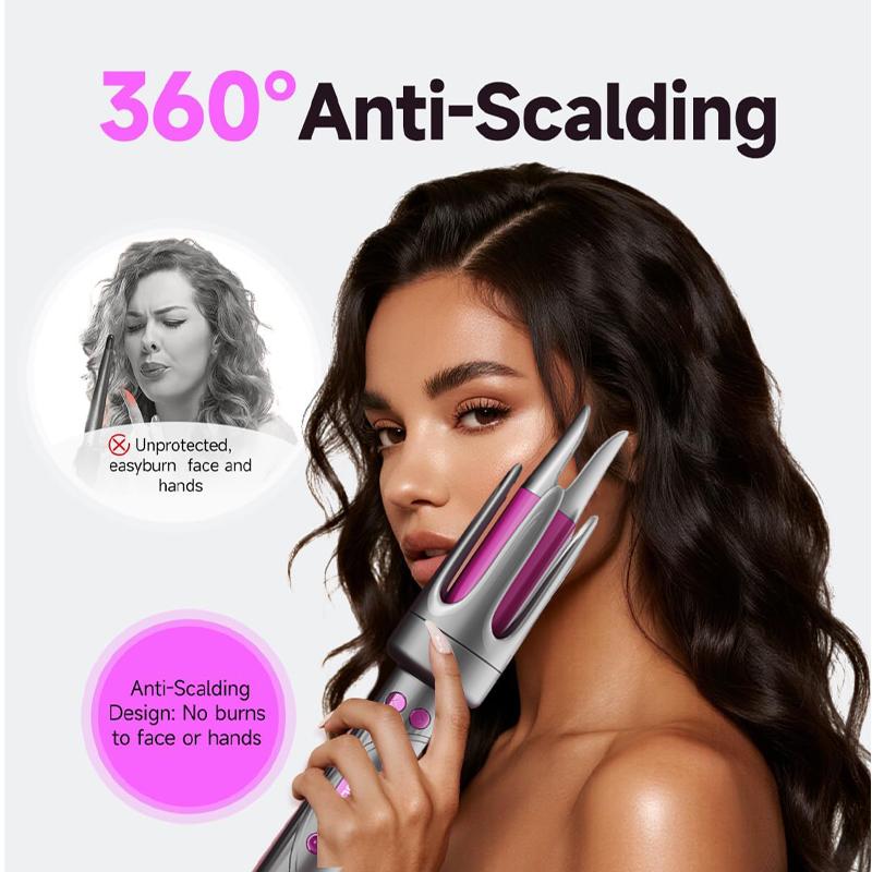 Fully automatic curling iron, lazy curling tool with LED Display, 140°F-200°F for all hair types, electric rotary curler, large curls, gentle on hair, 32mm comfortable curler