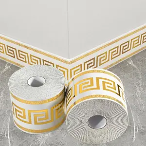 Vinyl Wall Base Baseboard Molding Trim 3.94" Flexible Self Adhesive Rubber Wall Base Moulding Trim Peel and Stick Design, 3.94 Inch x 196.85in