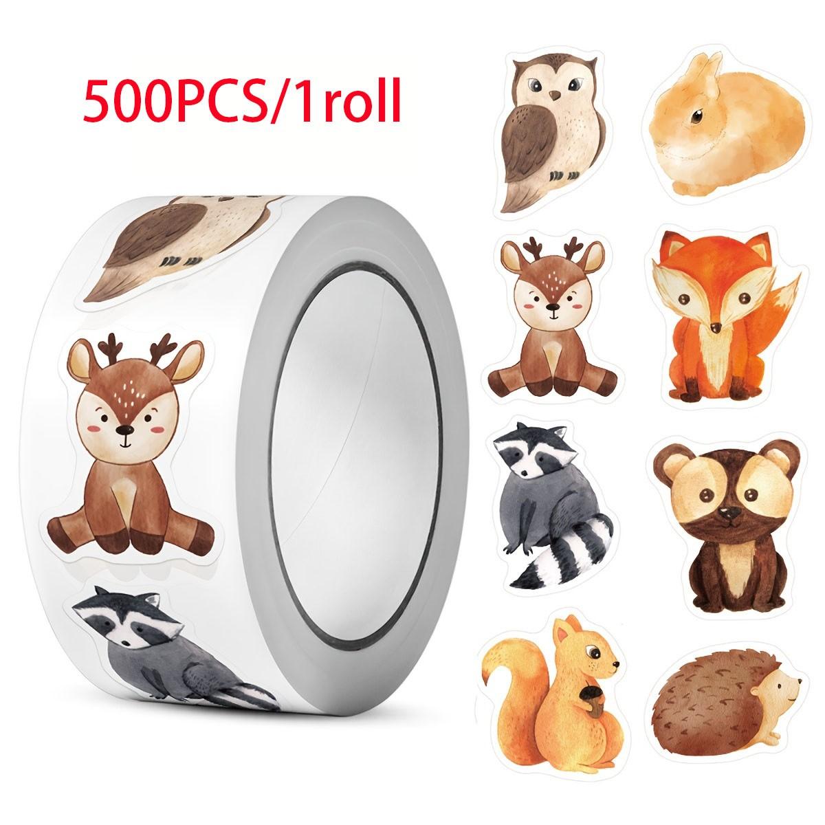 Animal Stickers Roll, 500 Sheets Per Roll, Gift Wrapping Labels, Scrapbook Stationery Stickers, Perfect for Crafts and Decorations