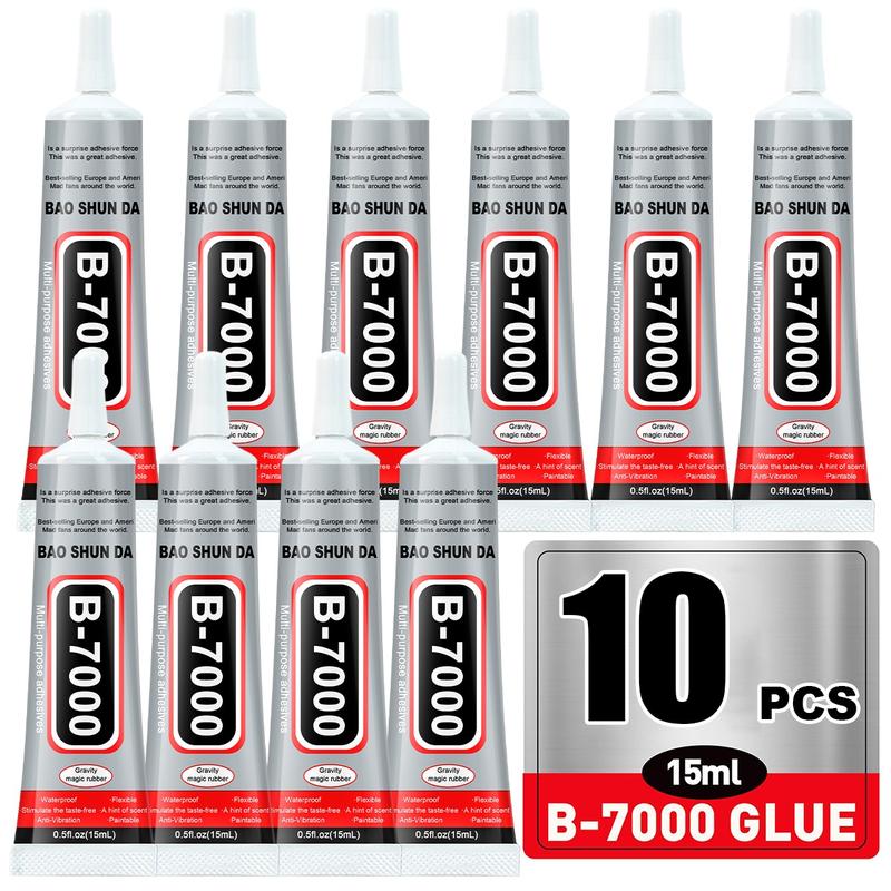 10pcs B-7000 Multi-Purpose Glue 15ML, Super Glue special glue for jewelry setting. Bonds crafts and is suitable for nail art bonding, fabric, jewelry making, wood, glass repair, etc.