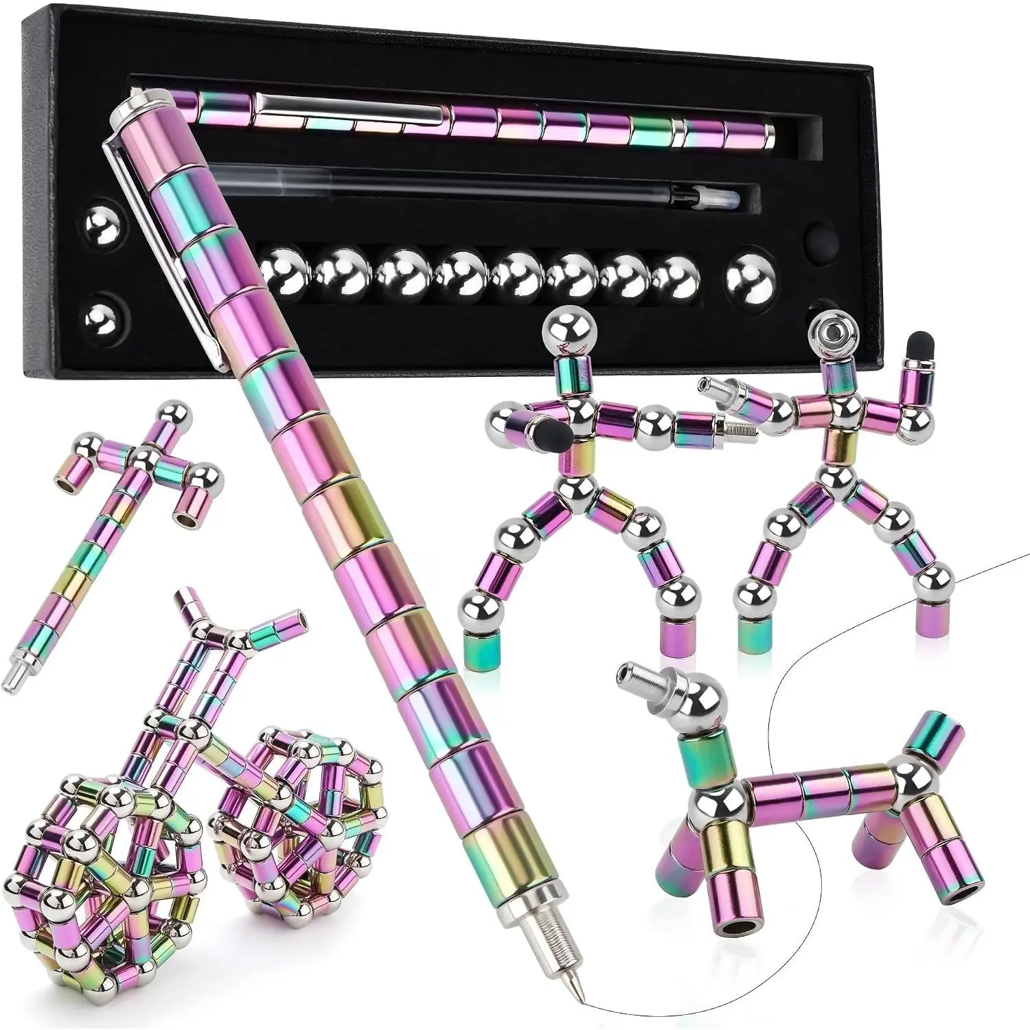 Fidget Pen, Magnetic Pen, Stress-Relief Toy for Teenagers, Work Decompression Gadgets, Birthday Gift Ideas for Boys and Girls (Colorful)