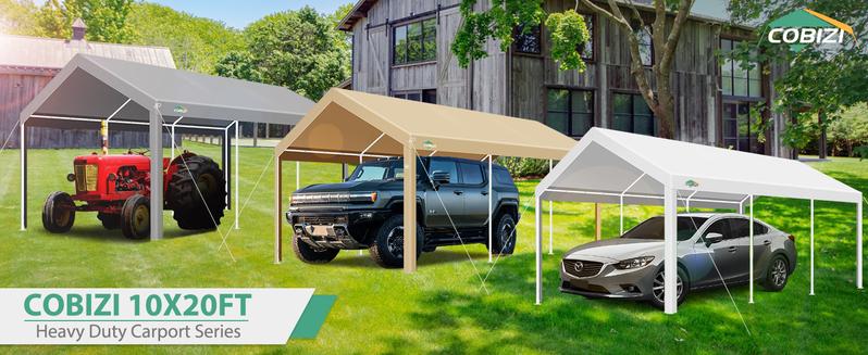 COBIZI 10x20 Heavy Duty Carport Car Canopy, Car Canopy for Truck, Boat, SUV with All-Season Tarp