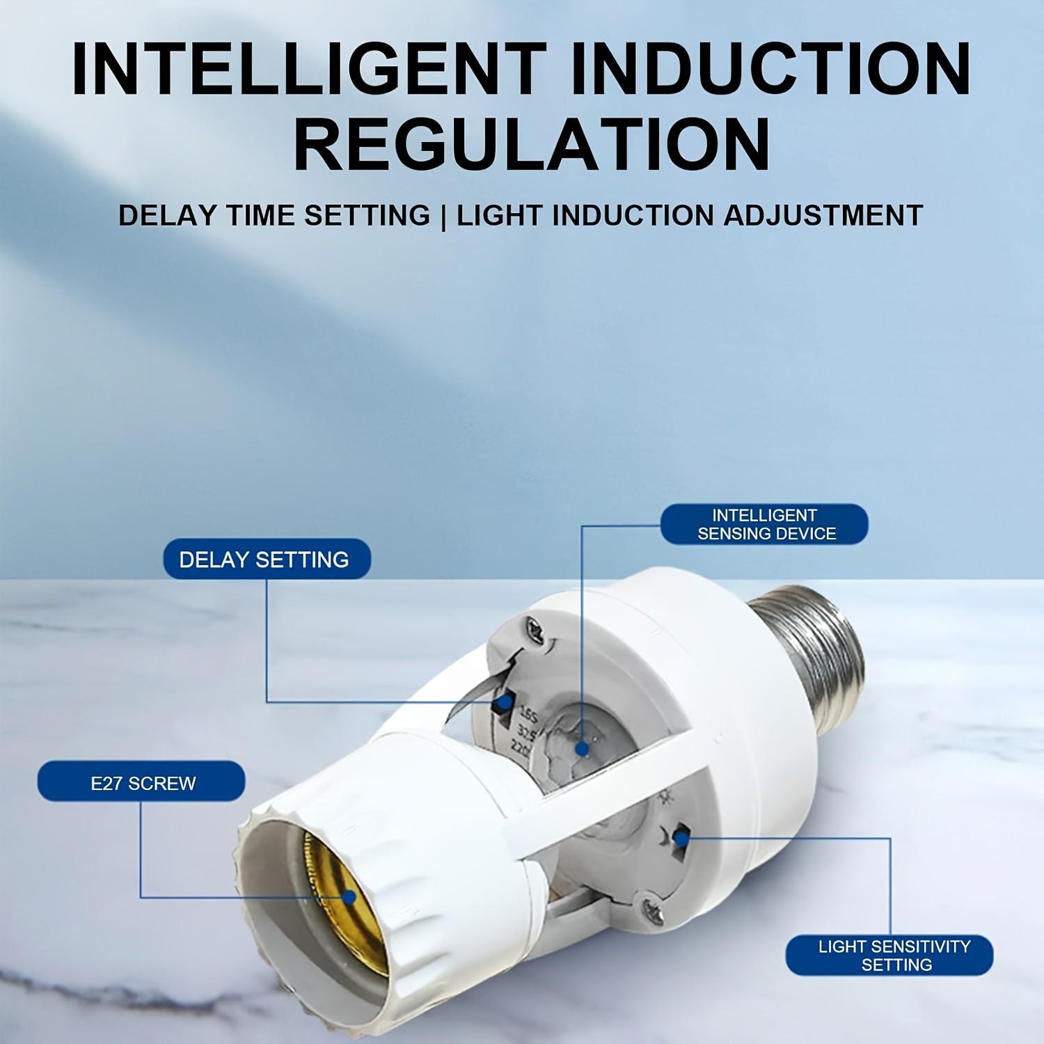 Human Body Infrared Sensor Light Universal Socket, Install the Sensor Lamp Holder, Adjustable Switch, 85-265v Wide Voltage Range Motion Sensor, Suitable for Various E27 Bulbs, Smart Home Lighting, Easy to Install