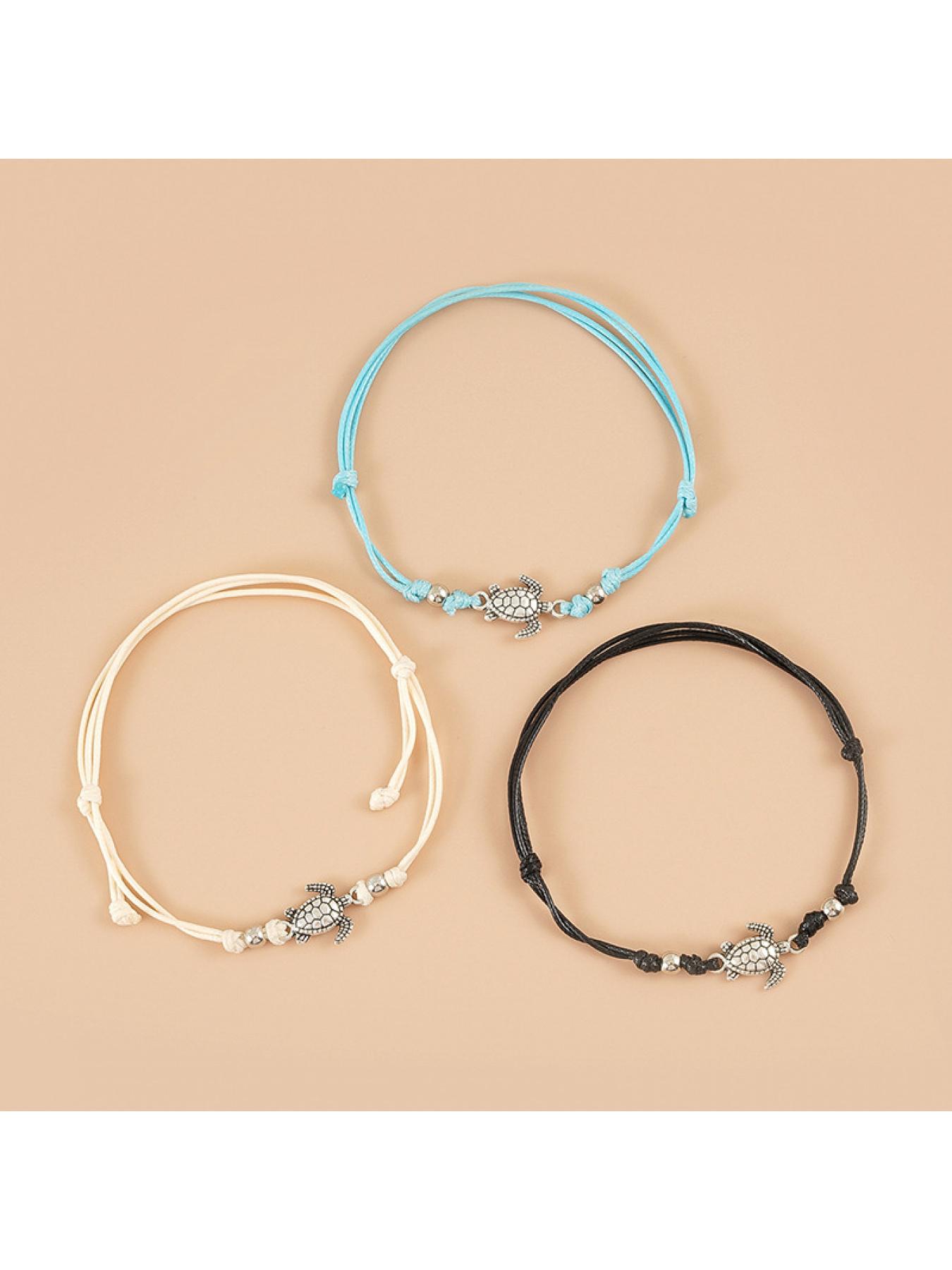 New vintage turtle-shaped bracelet made of wax rope, hand-woven turtle beach bracelet