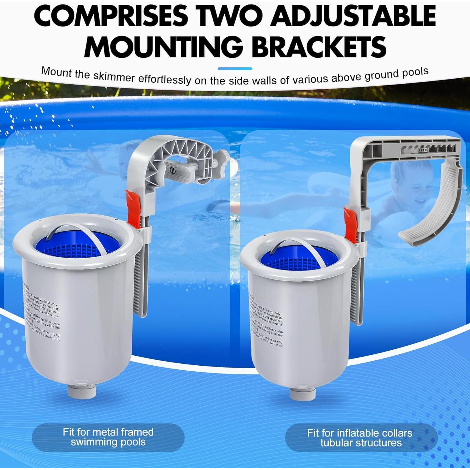 Above Ground Pool Surface Skimmer, Automatic Pool Skimmer for Top of Water, Wall Mount Surface Skimmer with Removable Skimmer Basket, Floating Pool Filter Pool Cleaning Maintenance Kit Above Ground Pool Surface Skimmer, Automatic Pool Skimmer for Top of Water, Wall Mount Surface Skimmer with Removable Skimmer Basket, Floating Pool Filter Pool Cleaning Maintenance Kit