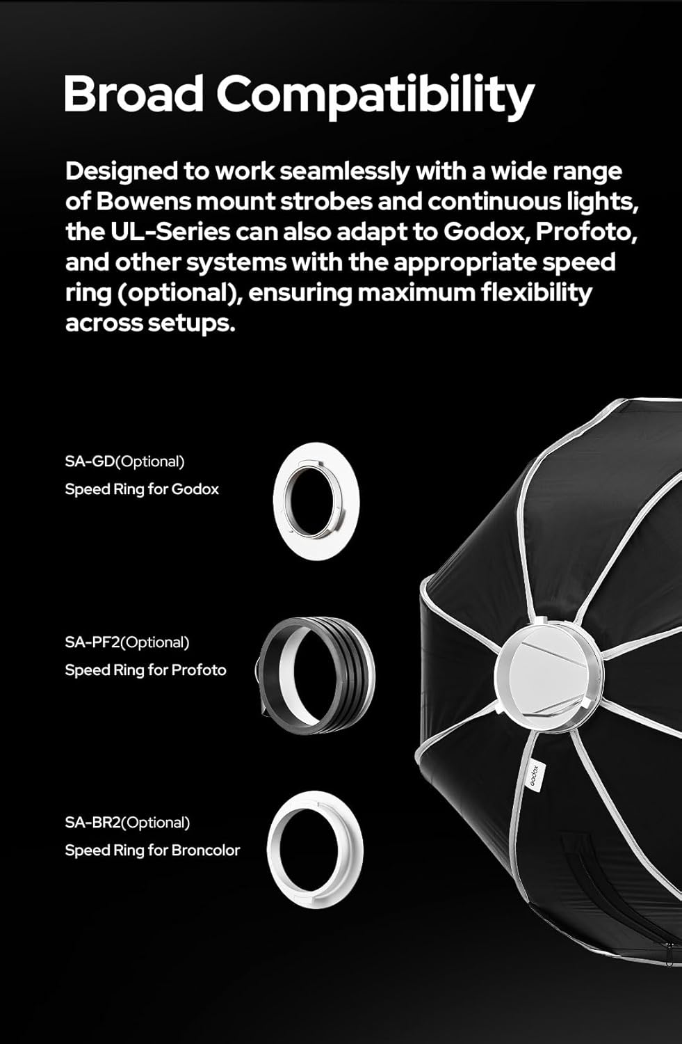 Godox Softbox Godox Quick Release Umbrella Softbox,Bowens Mount with Removable Front and Inner Diffusers/Grip/Diffuser Plate for Photography, Live Streaming,Location Portrait