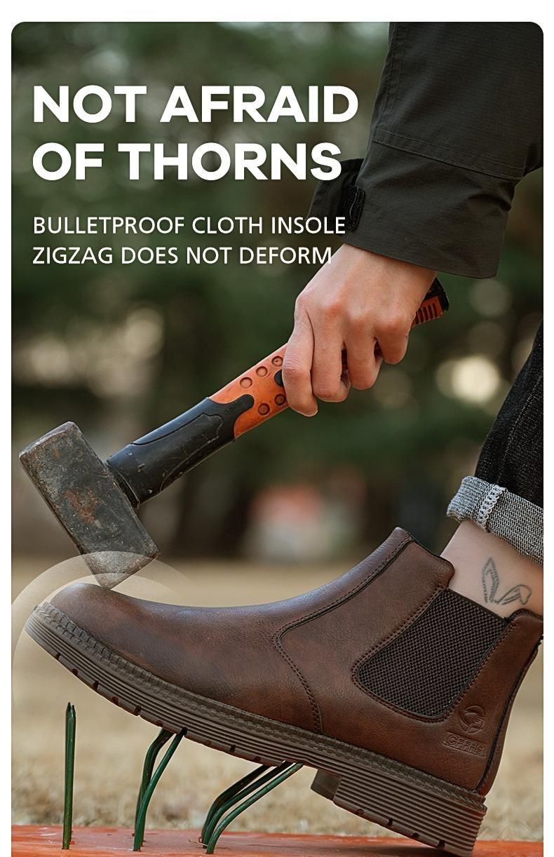 MKK Splash-proof Smash-proof Puncture-proof Breathable Safety Shoes Lightweight Steel Toe Brown Non-slip Work Boots for Women Waterproof Worker Boots