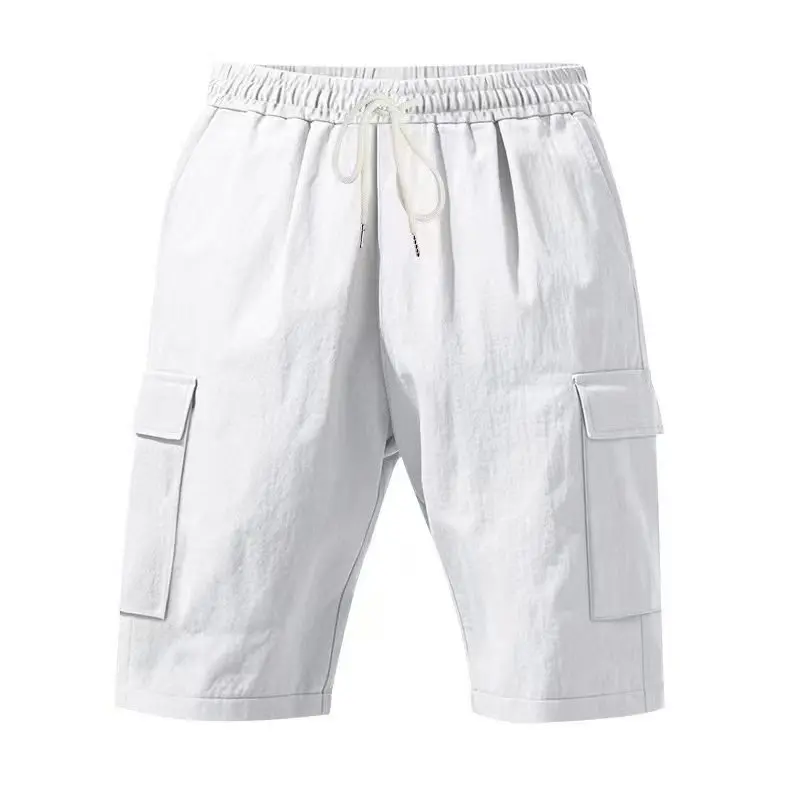 Men’s Linen Cargo Shorts, Lightweight Breathable Casual Shorts with Side Pockets, Elastic Drawstring Waist Utility Shorts for Men, Relaxed Fit Summer Linen Shorts for Beach, Travel, Outdoor Activities, Vacation and Daily Wear