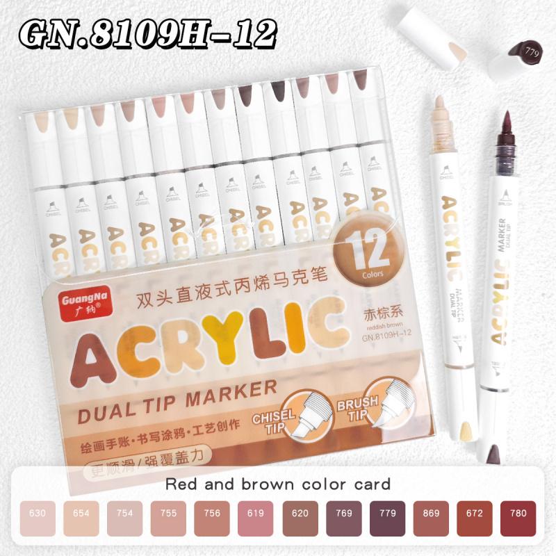 Acrylic Paint Pens Dual Tip Brush & Chisel Tip, Art Color Set Acrylic Paint Markers Automatic Ink Control,for Rock Painting,Ceramic,Wood, Canvas,Glass, Stone,Fabric,Card Making,DIY & Art Supplies, Acrylic Art Kit
