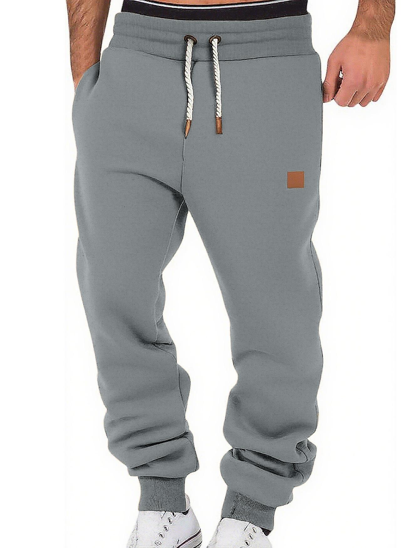 Men'S Solid Color Relaxed Stacked Sweatpants Cuffed Jogger Street Sports Casual Long Trousers