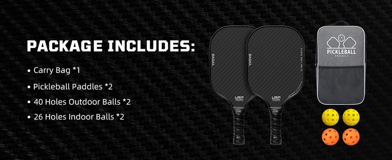 【Holiday Haul】BAGAIL Pickleball Paddles, USAPA Approved Fiberglass Surface Pickleball Set, Lightweight Pickle Ball Rackets with 4 Balls, 1 Bag, Designed in California for Traction and Stability sport family