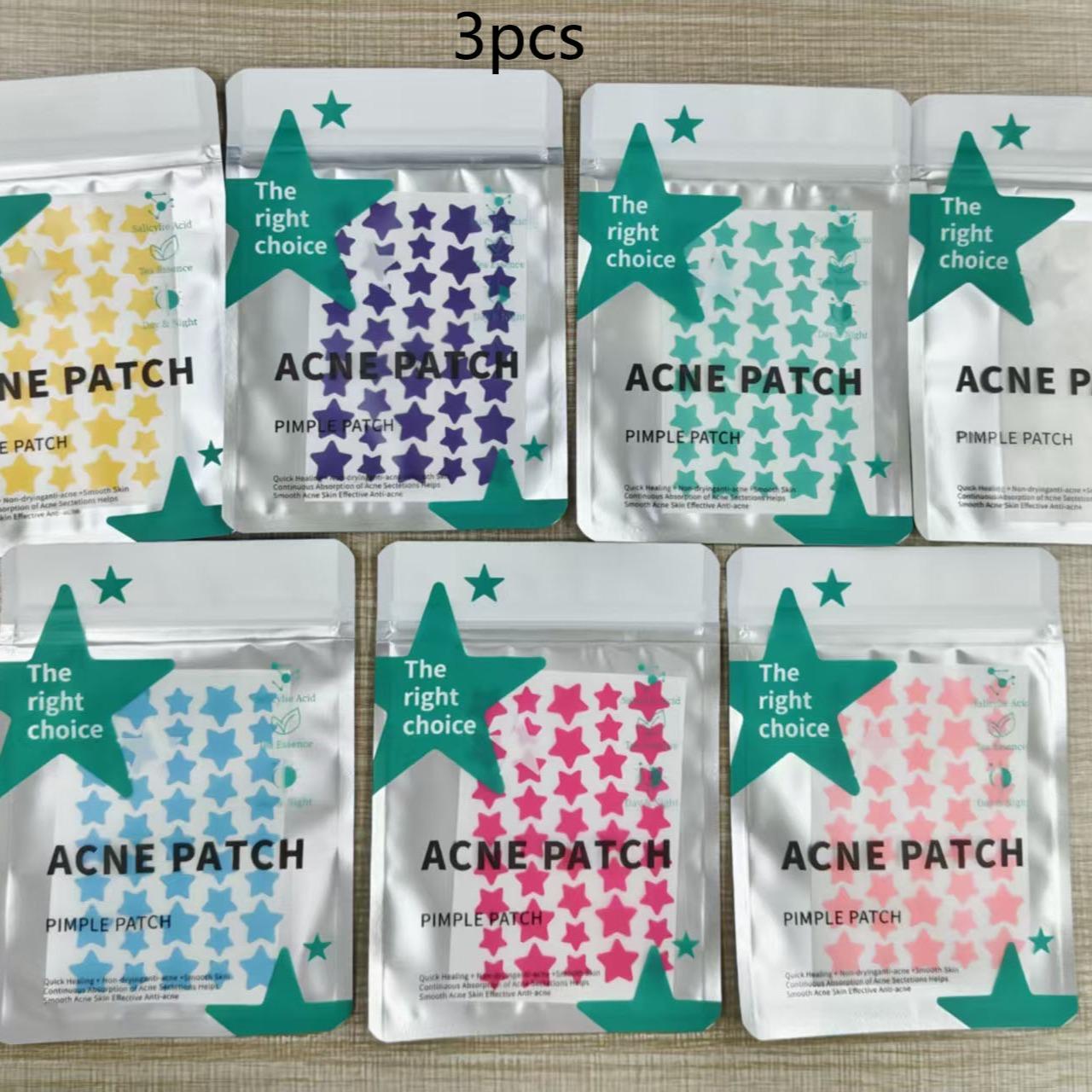 3pcs Star Heart Acne Patches, Random Colors, High Aesthetic Emergency Kit, Invisible Gel Quick Absorption, Redness Reduction, Cute Star Design, Essential for Students