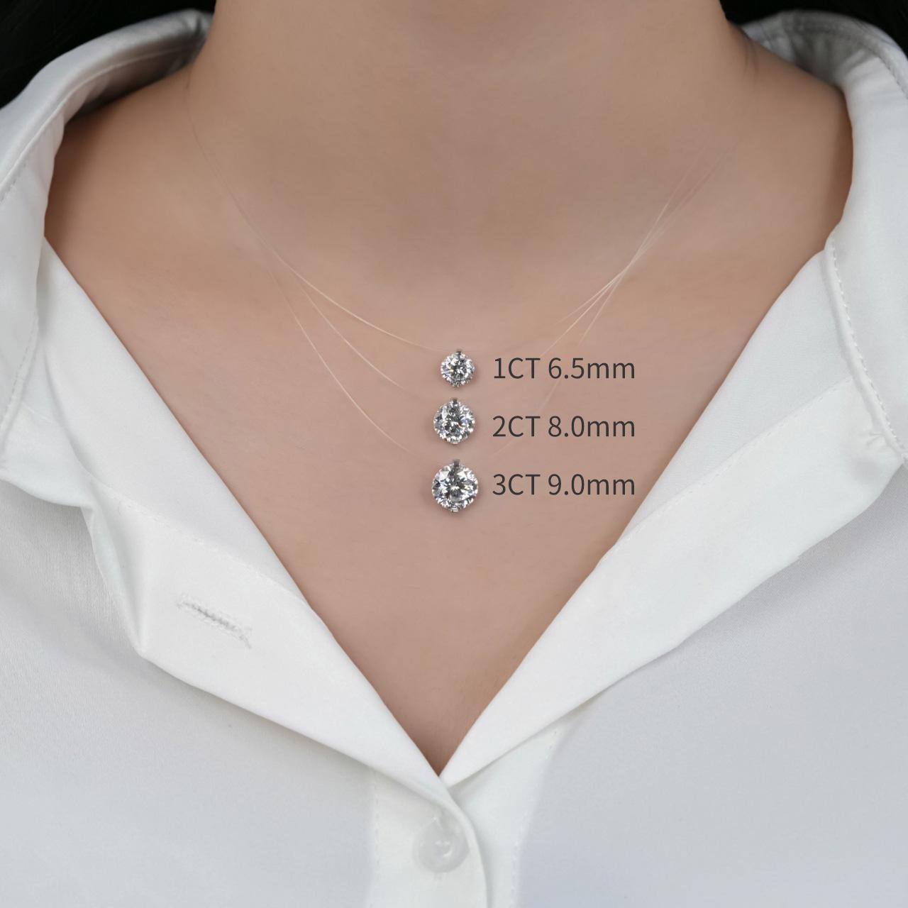 【#450 New Choker Necklace】Invisible 1-3CT Clear Nylon Thread Necklacevvs Synthetic Moissanite Necklace in 925 Sterling Silver Birthday Mother's Day Gift for Men Women Wedding Invisible Necklace SpringStatements
