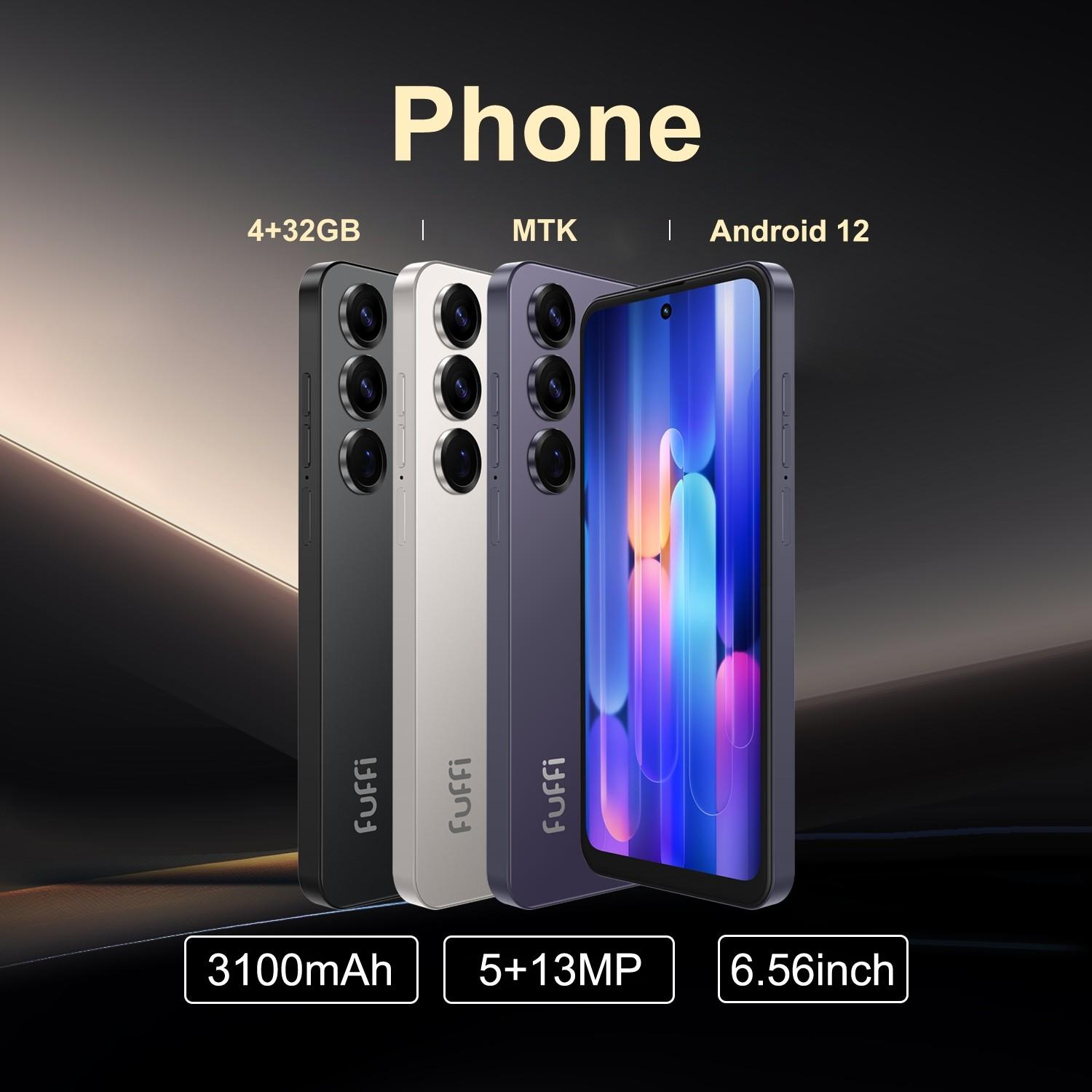 Fuffi Smart Phone, Android Smartphone, Android Mobile Phone, Android Cell Phone, 6.56-Inch Display, 4+32GB Storage, Android 12.0, Dual Sim, 3100mah Battery, USB, 4g Network, Front & Rear Cameras
