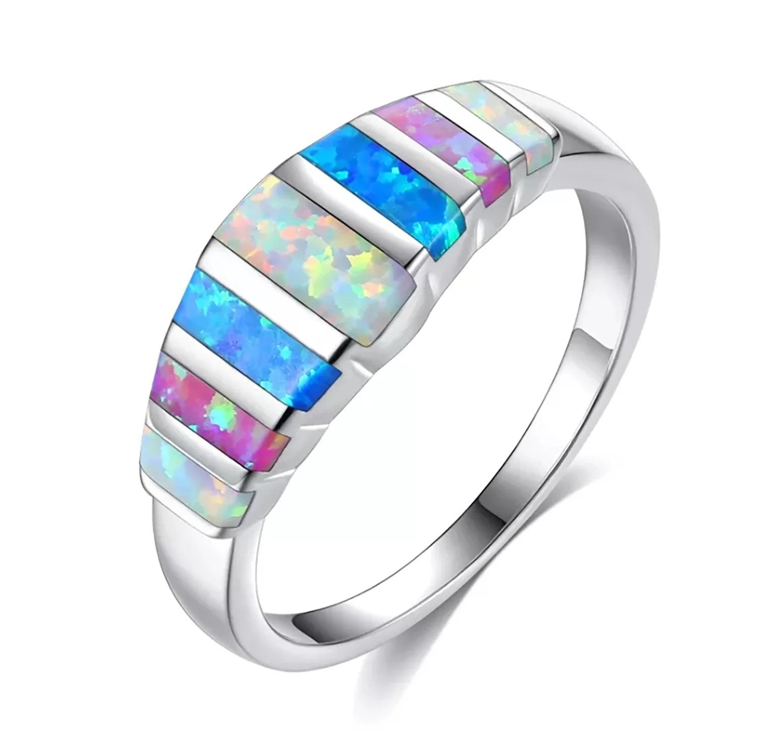 Colorful Fire Opal Fashion Jewelry Opal Cock Rings for Women Fashion Jewelry Luxury Evening Party Jewelry Christmas Gift for Her