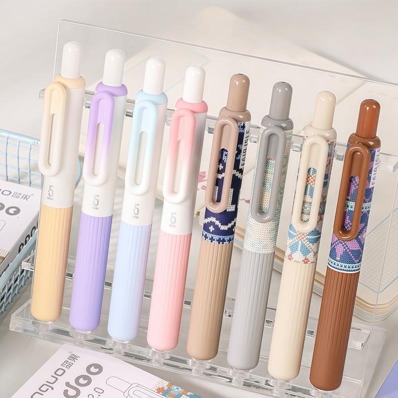 Retractable Ballpoint Pen, 6 Counts/set Colorful Smooth Writing Pen, Comfort Grip Fashionable Elegant Pen for School Office Examination, Ballpen Set, Color Marker Set, Colored Pens Set, Set With Pen