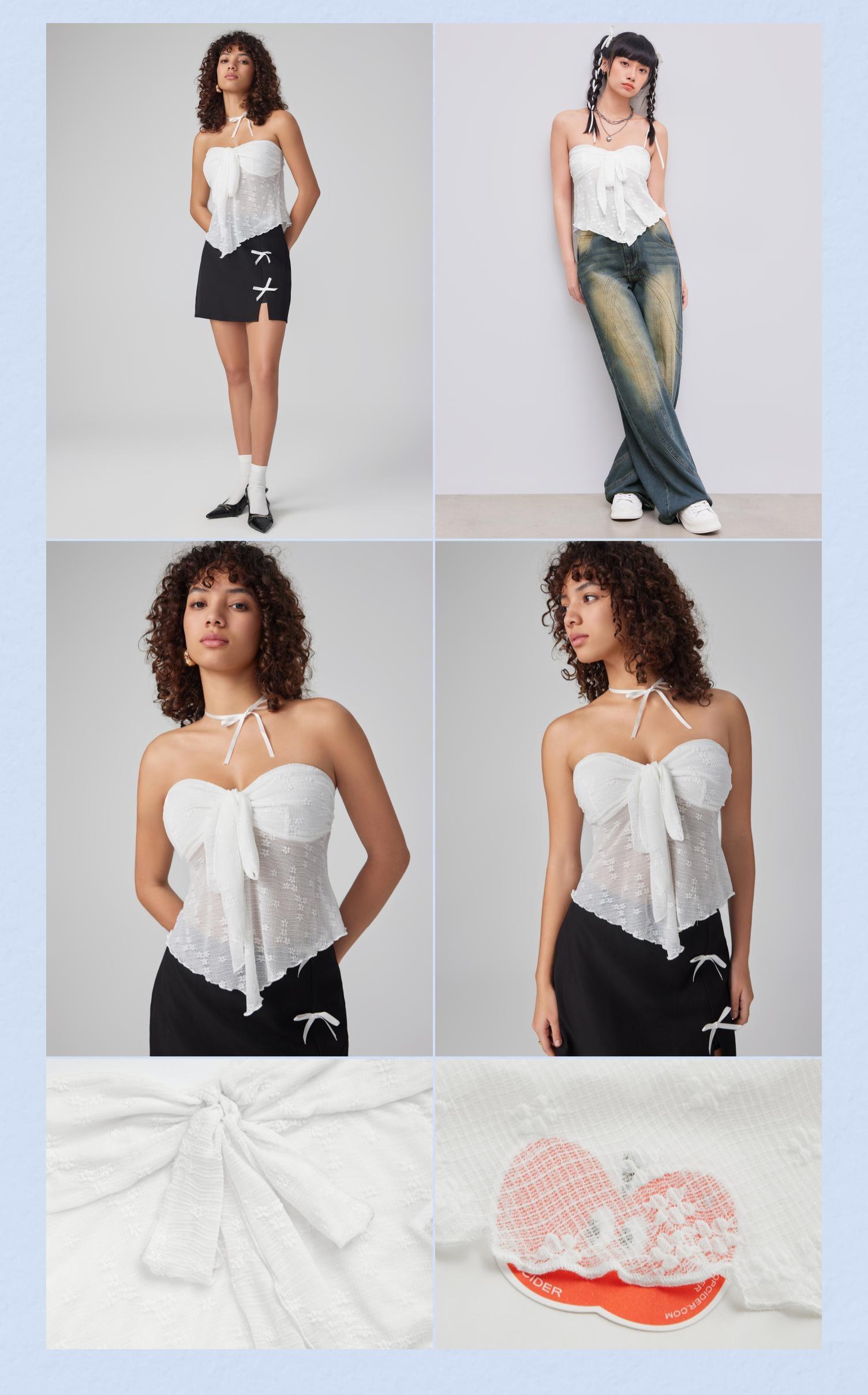 Cider [8 colors, Size 0-10] Floral Tie Front Tube Top
