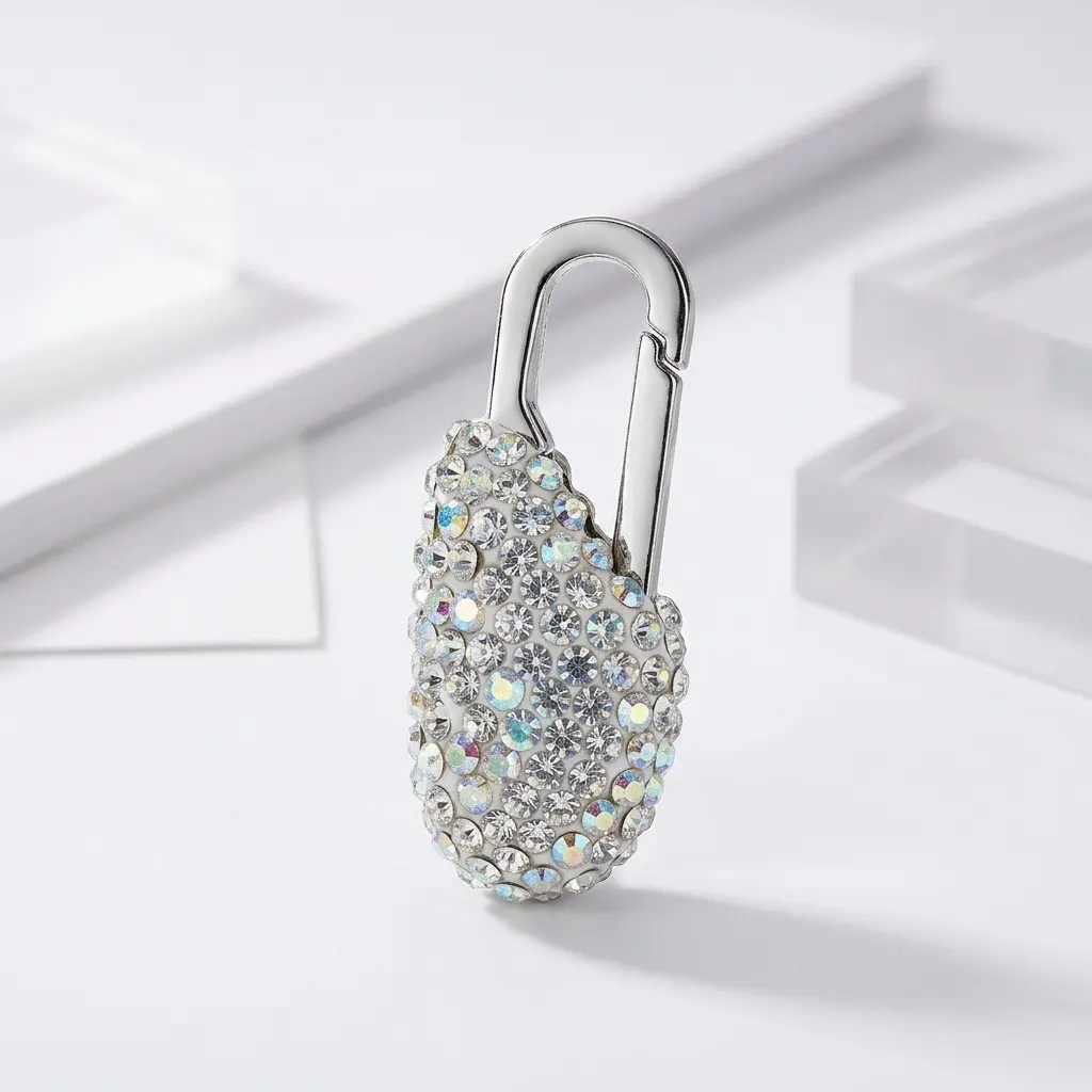 Water Drill Zipper Replacement Head, Fashionable Luxury Baggage Box Outerwear Zipper, Rhinestone Embellished Zipper Head, Stylish Accessory