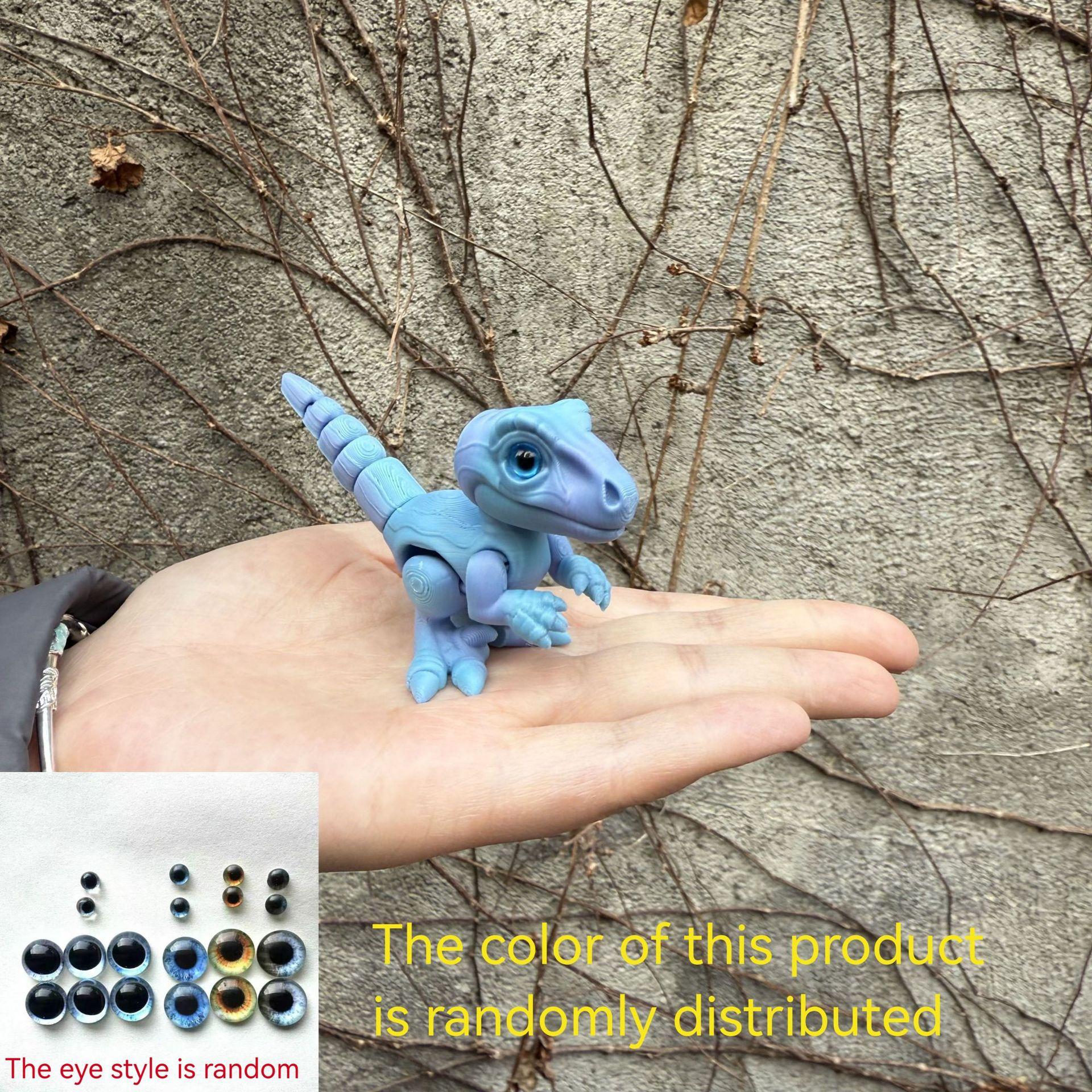 3D Printed Small Colorful Dragon Jointed Figure with Realistic Eyes, Artisanal Ornament, Collectible Doll, Decorative Craft