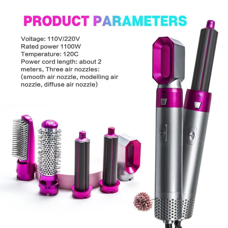 5 in 1 Hot Air Brush with Heating Function, Drying, Straightening, and Curling Tool, Gift Box, Suitable for 220v-240v, European Plug, Air Styling Set