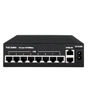 8-port 100Mbps + 2-port uplink standard POE switch, Ethernet splitter supporting AF standard port output