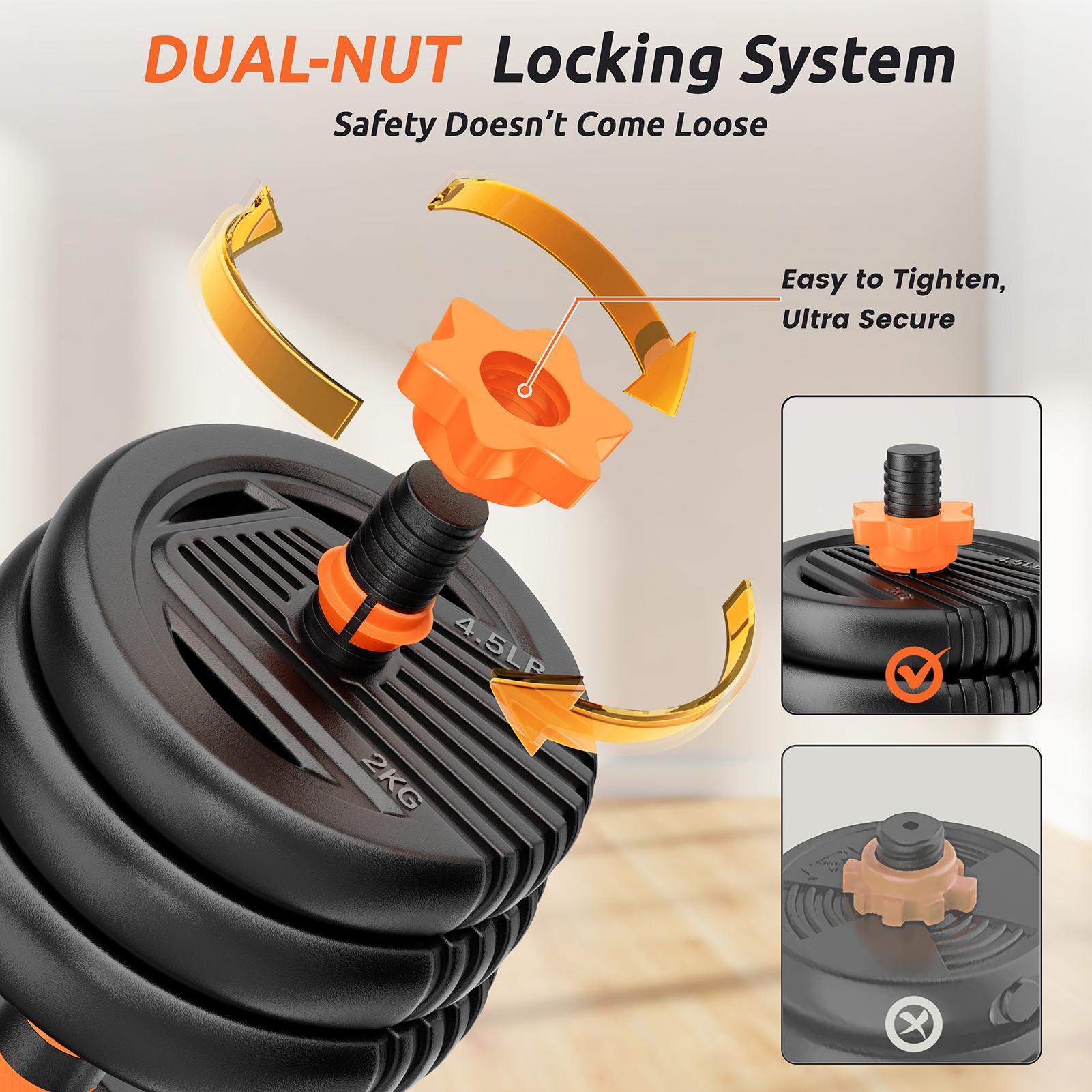 Adjustable Dumbbell Set, 33/44/70/90lbs Multi-forms as Barbell, Kettlebell, Push up Stands and Weight Plates, 5 in1 Versatile Dumbbell Set for Full-body Exercises for Home Gym