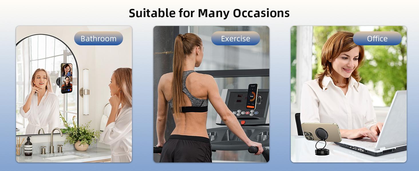 360° Adjustable Vacuum Magnetic Phone Holder, Suction Cup Phone Mount for Magsafe, Portable Cell Phone Holder for Car,Makeup/Gym/Mirror, Fit for All iphone iphone 11 and above