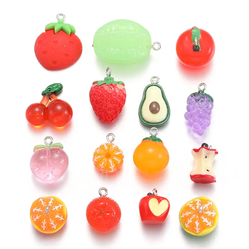15 Pcs Creative Fruit Charms | Grape, Orange & Strawberry Pendants for DIY Keychains & Bracelets