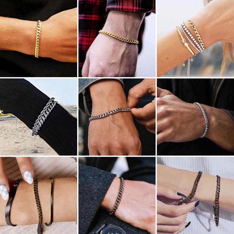 FindChic Cuban Link Chain Bracelets Stainless Steel Chain Hip Hop Bracelets Unisex Chunky Bracelets Jewelry For Women Men Girlfriend Boyfriend
