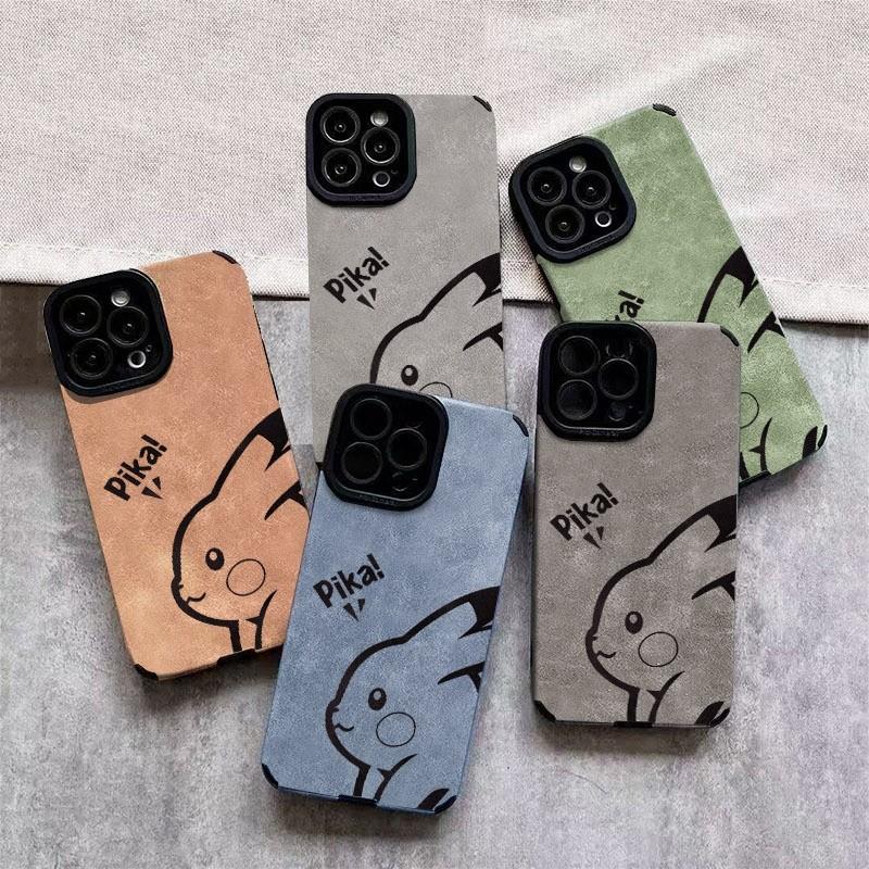Pikachu - Themed Phone Case, Multiple Colors & Specifications Available, Stylish Protective Cover for Phones, Perfect for Pokémon Fans, Offers Excellent Protection, Simplified Black - White Pikachu Design with "Pika!" Text