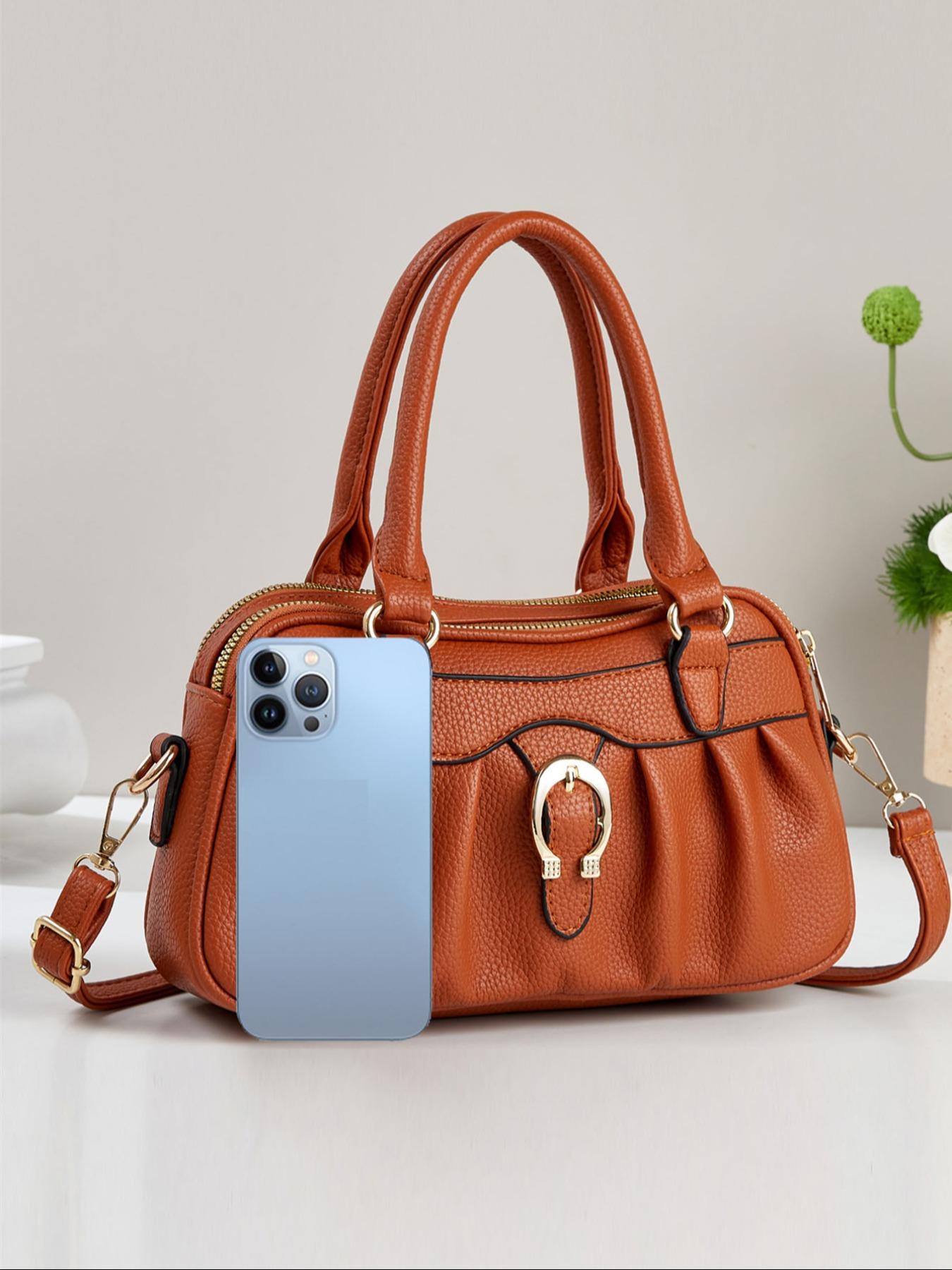 New Simple Women's Handbag Classic Elegant Fashion Durable Easy Carry Versatile Casual All-Seasons Large Capacity Shoulder East West Crossbody Bag, PU Leather Handbag, Casual Shoulder Purse, Casual Bags