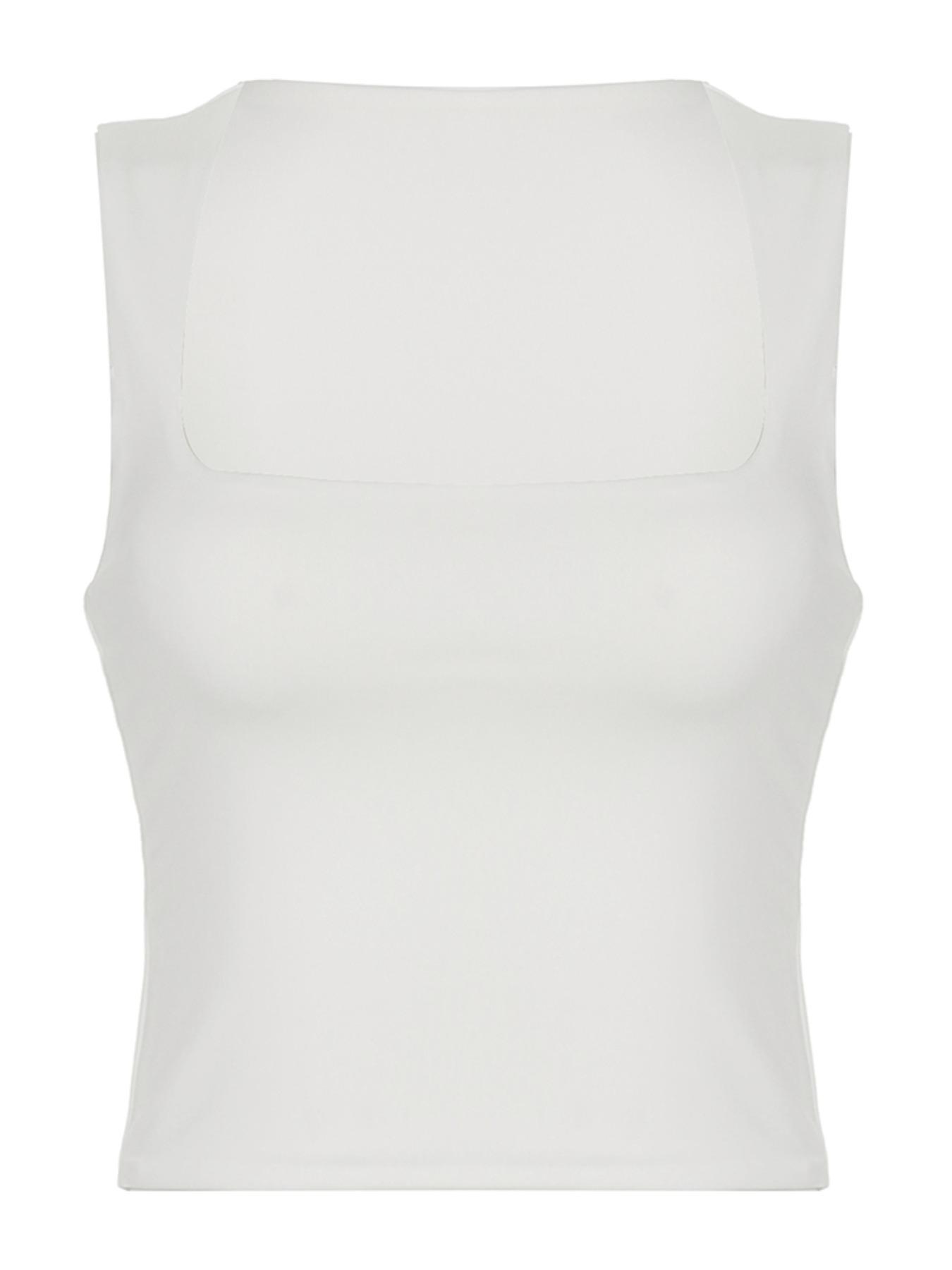 Women's Plain Square Neck Tank Top, Casual Fit Sleeveless Crop Top, Summer Clothes Women, Lady's Clothing for Daily Wear, Womenswear