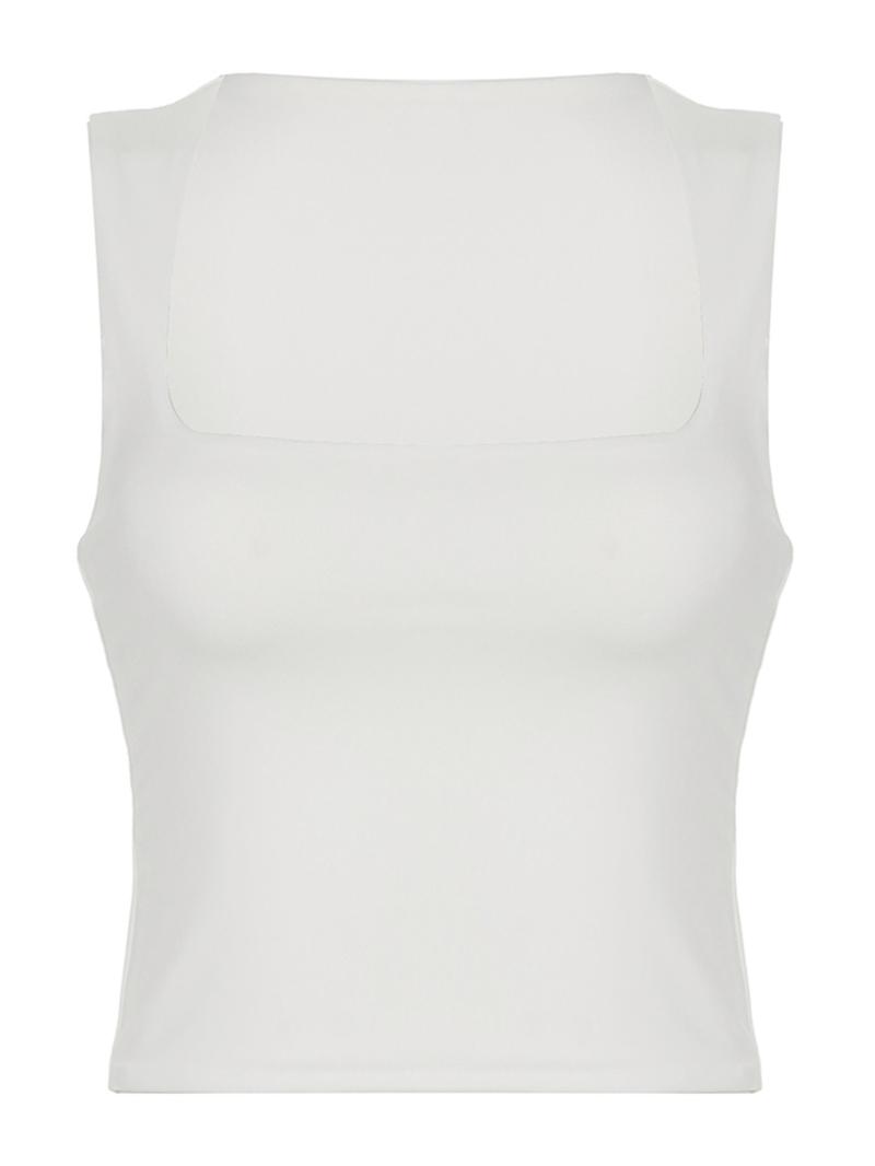 Women's Plain Square Neck Tank Top, Casual Fit Sleeveless Crop Top, Summer Clothes Women, Lady's Clothing for Daily Wear, Womenswear