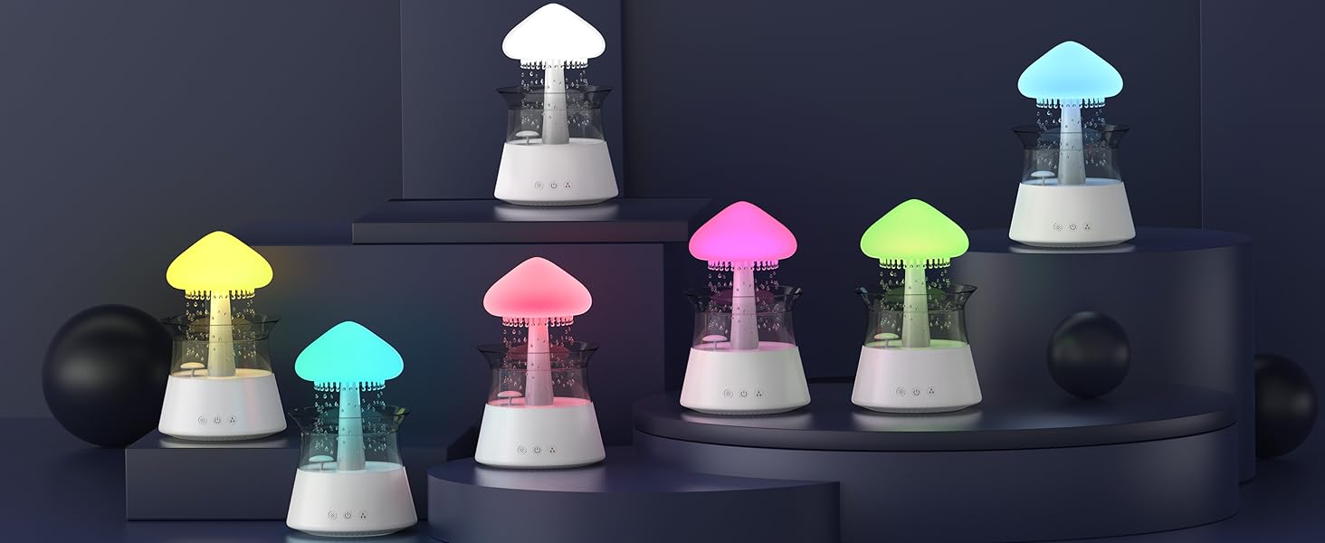 Raining Cloud Aromatherapy Diffuser – A Calming White Noise Humidifier with Micro Rainfall Effect and Multi-Color LED Clouds. Ideal for Deep Sleep, and Mood Enhancement. Features an Adjustable Timer, Essential Oil Compatibility, perfect Christmas Gift.