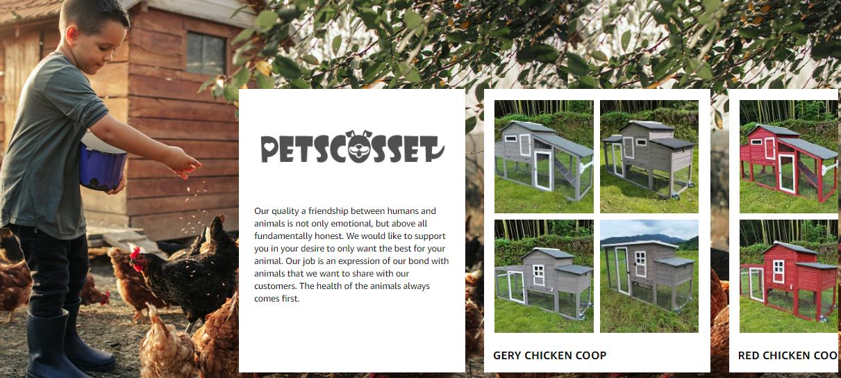 75" Chicken Coop Backyard with Wheels Nesting Box Waterproof Removable Tray and Ramp Large Hen House for 1-4 Chickens